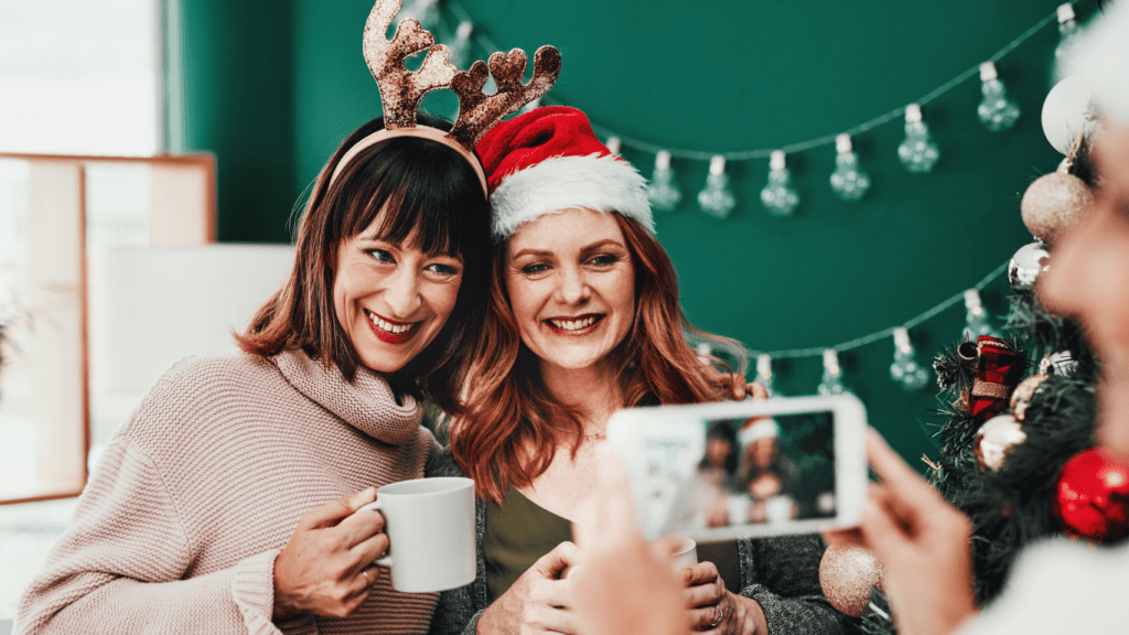 Friends Hanging Out Together During the Holiday Season.
