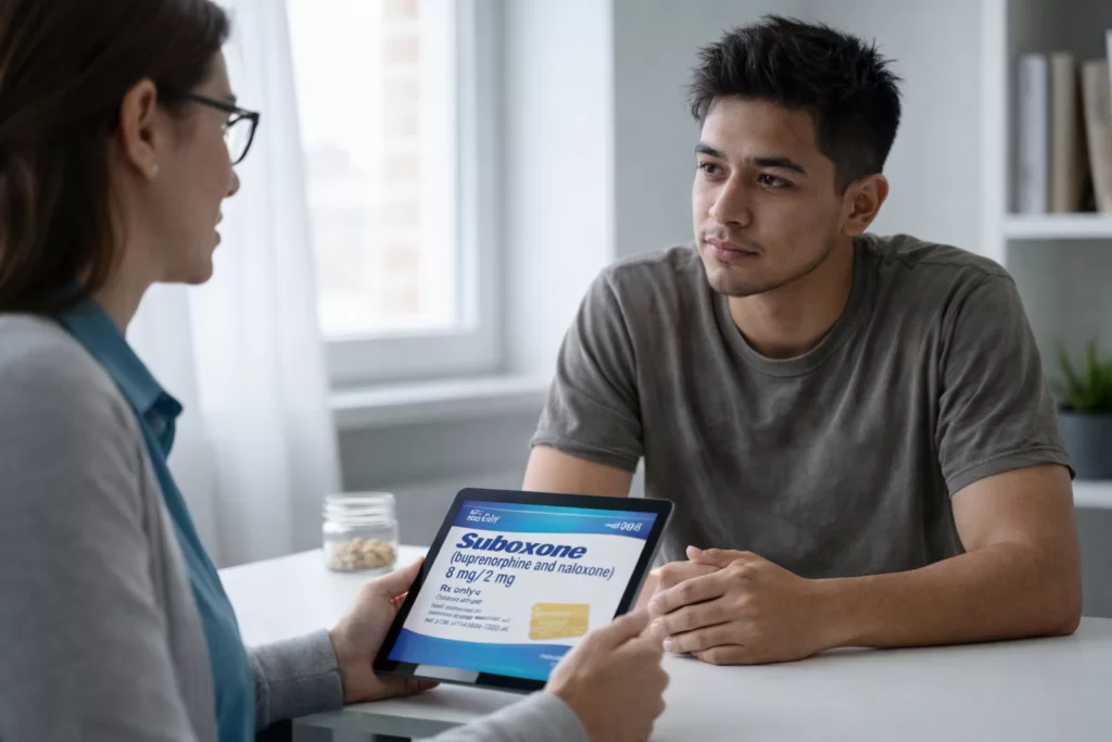 Discussing options—Suboxone and personalized care for opioid recovery.