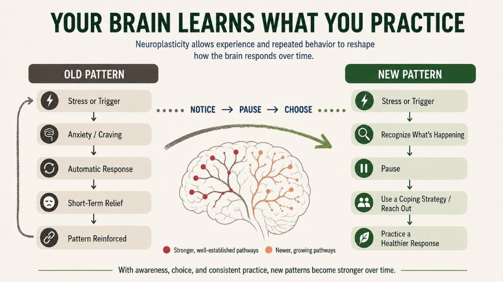 Your brain can change. With neuroplasticity, you can build healthier patterns, one step at a time and change your life.